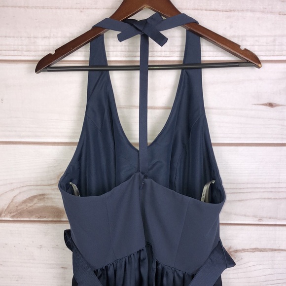 Vera Wang White Short Midnight T-Strap Halter Bridesmaid Dress - Size 14 - Picture 7 of 13